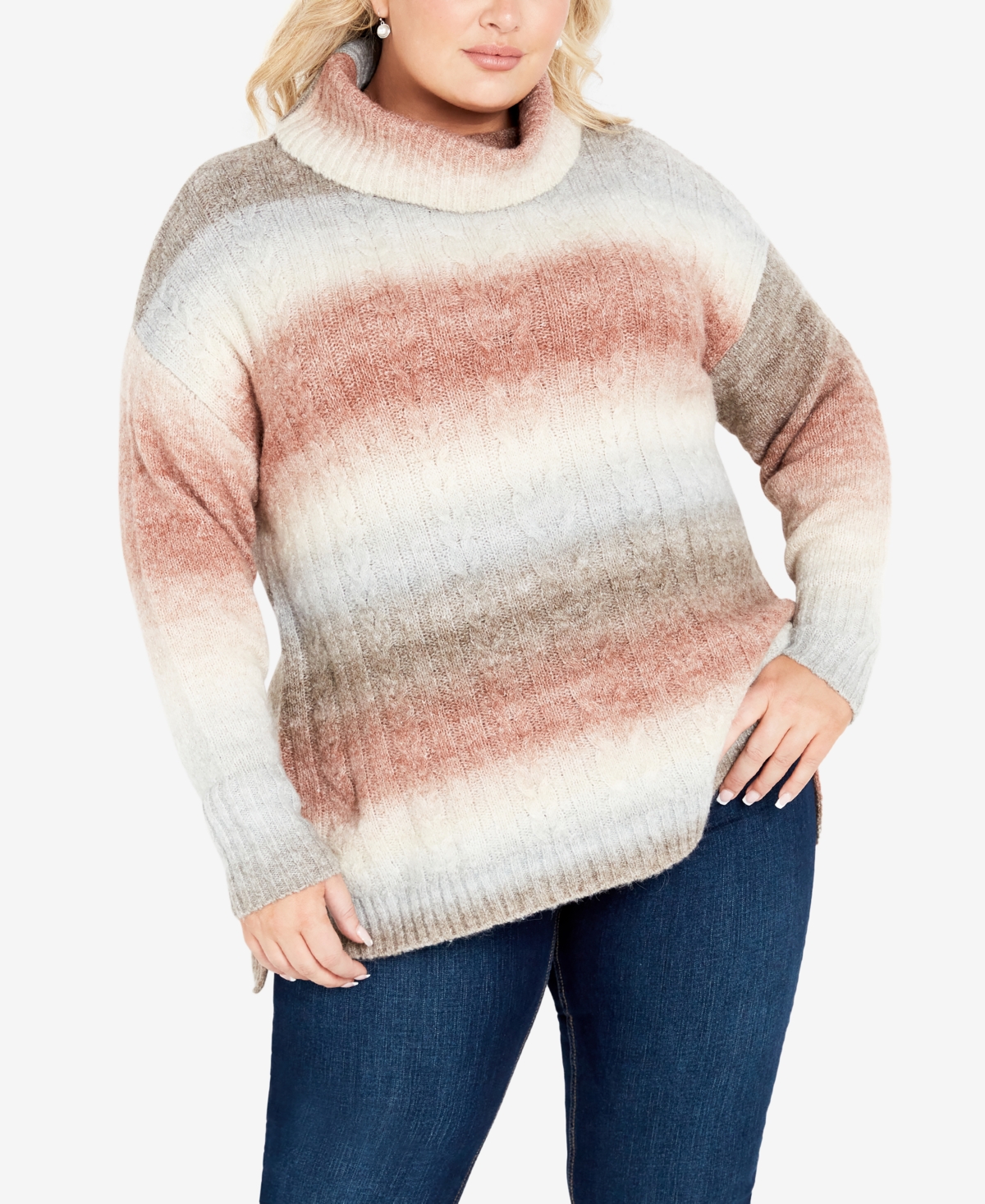 Avenue Plus Size Alana High Low Sweater In Spice