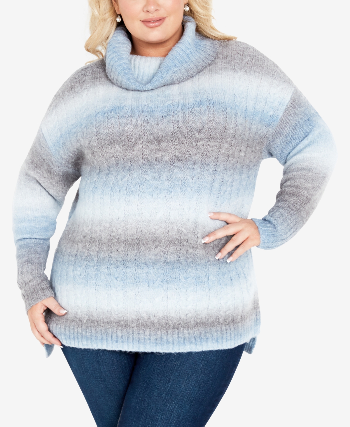 Avenue Plus Size Alana High Low Sweater In Navy