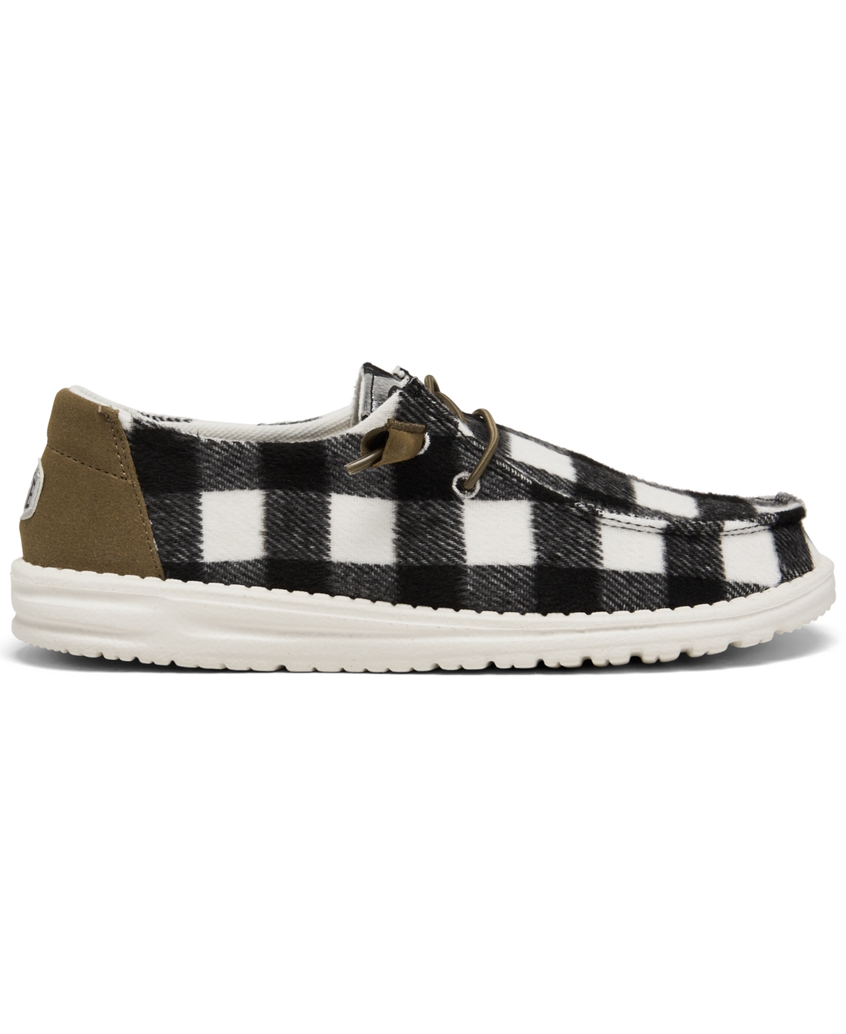 Shop Hey Dude Women's Wendy Plaid Casual Sneakers From Finish Line In White,black