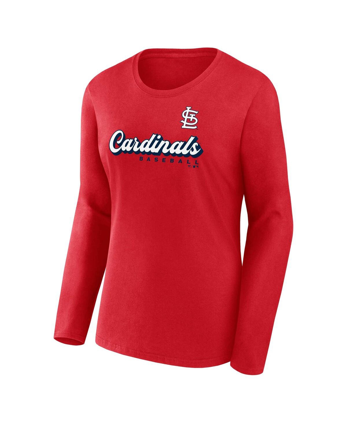 Shop Fanatics Women's  Red St. Louis Cardinals Run The Bases Long Sleeve T-shirt And Cuffed Knit Hat With