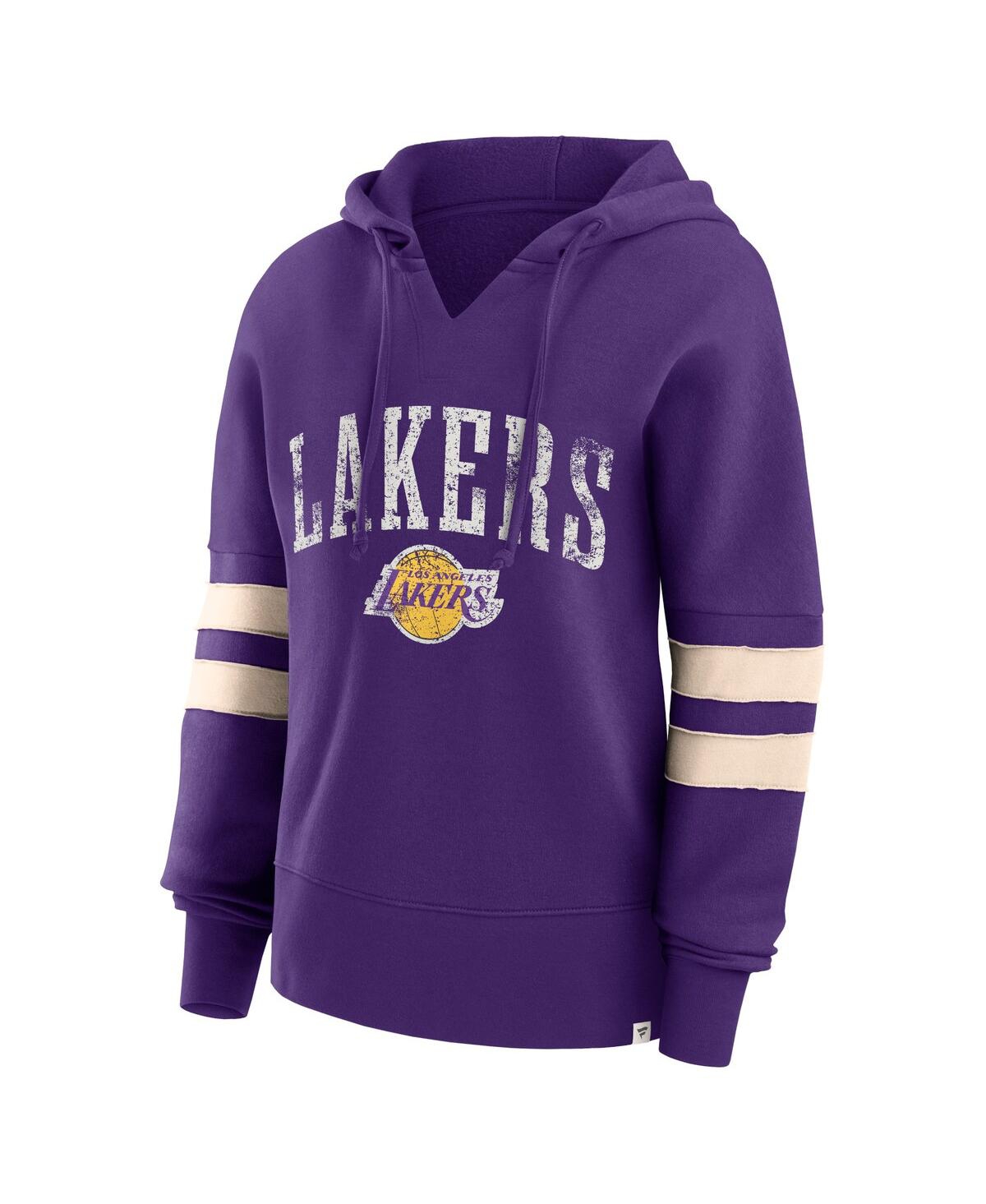 Shop Fanatics Women's  Purple Distressed Los Angeles Lakers Bold Move Dolman V-neck Pullover Hoodie