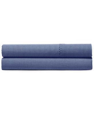 Ralph Lauren - Classic Gingham Navy King Flat Sheet