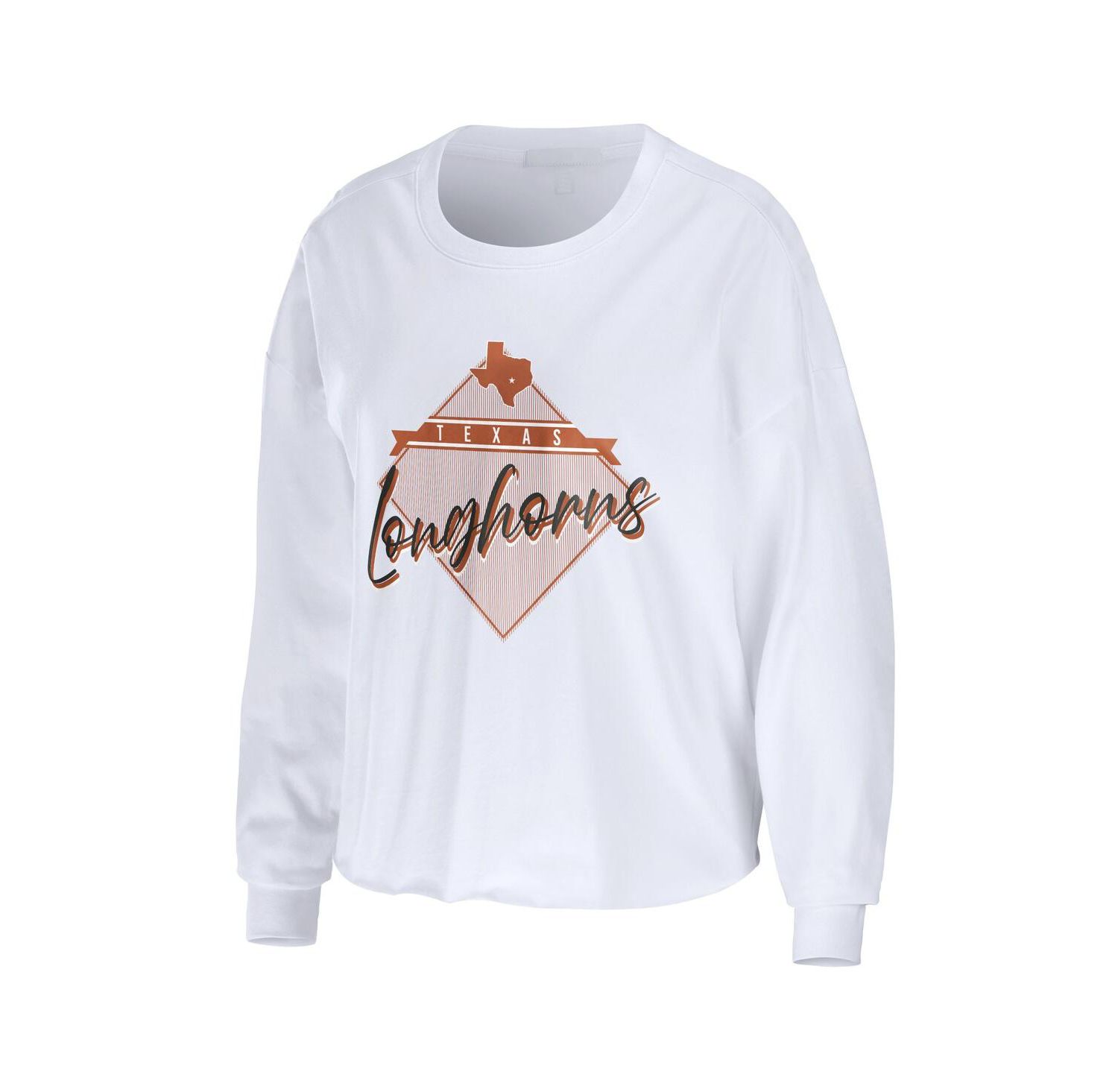Women's White Texas Longhorns Diamond Long Sleeve Cropped T-shirt