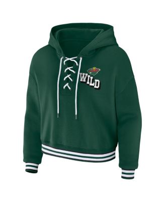 Women's Green Minnesota Wild Lace-Up Pullover Hoodie