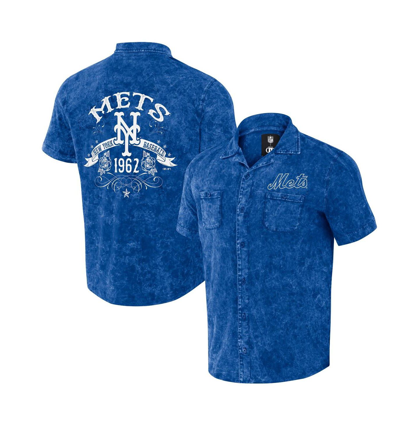 Мужская рубашка Fanatics Darius Rucker Collection by Royal Distressed New York Mets Denim Team Color Button-Up — фото 1