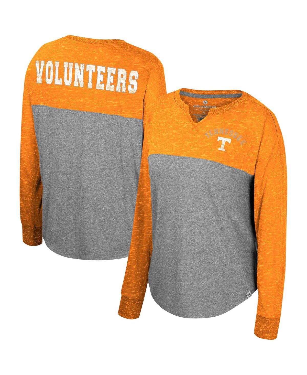 Colosseum Women's  Heather Gray, Tennessee Orange Distressed Tennessee Volunteers Jelly Of The Month In Heather Gray,tennessee Orange