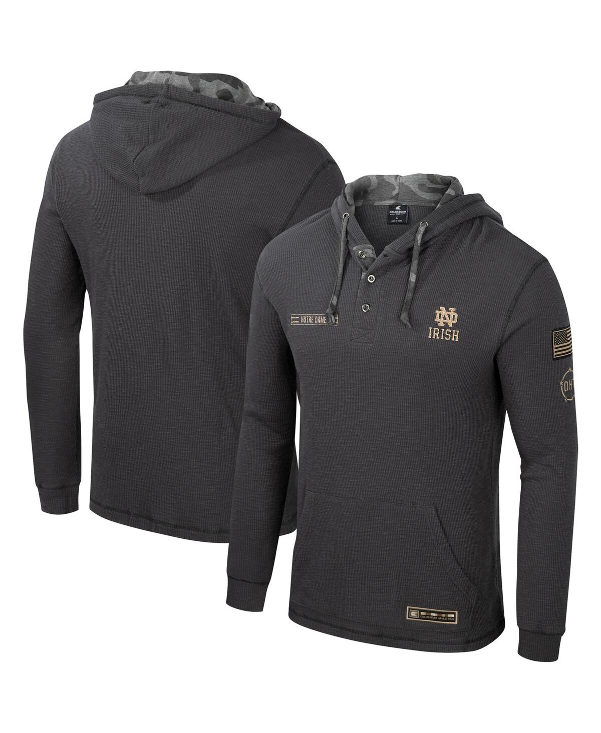 Men's Colosseum Charcoal Notre Dame Fighting Irish Oht Military-Inspired Appreciation Henley Pullover Hoodie - Charcoal