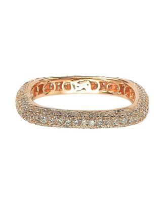 Suzy Levian Sterling Silver Cubic Zirconia Thin Modern Pave Square Eternity Band Ring