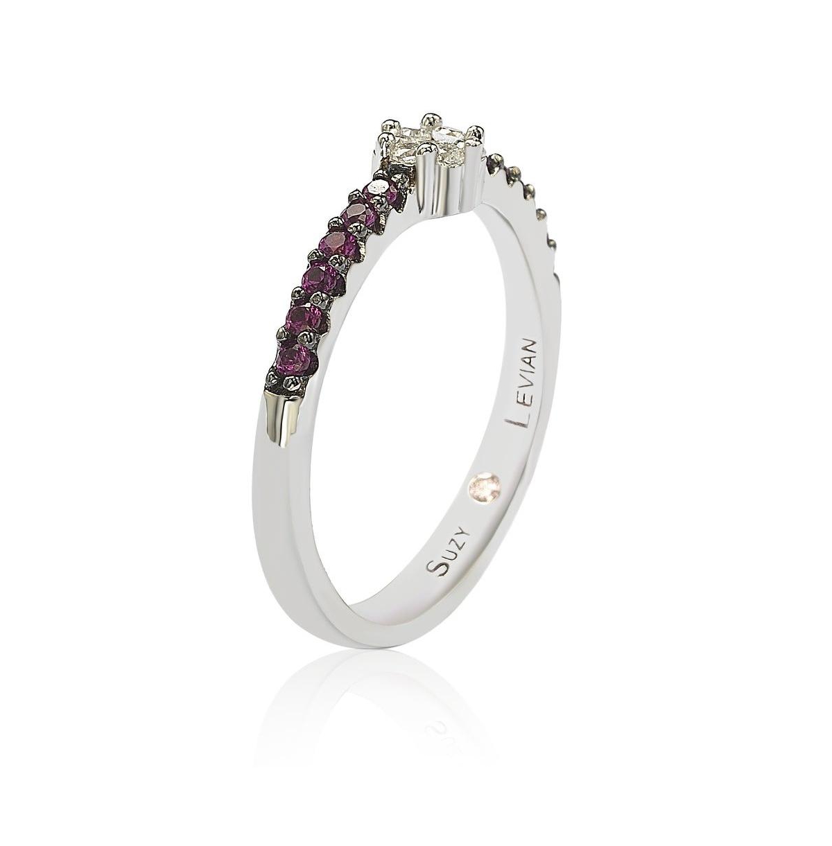 Suzy Levian New York Suzy Levian Sterling Silver Cubic Zirconia Petite Flower Pave Solitaire Band Ring