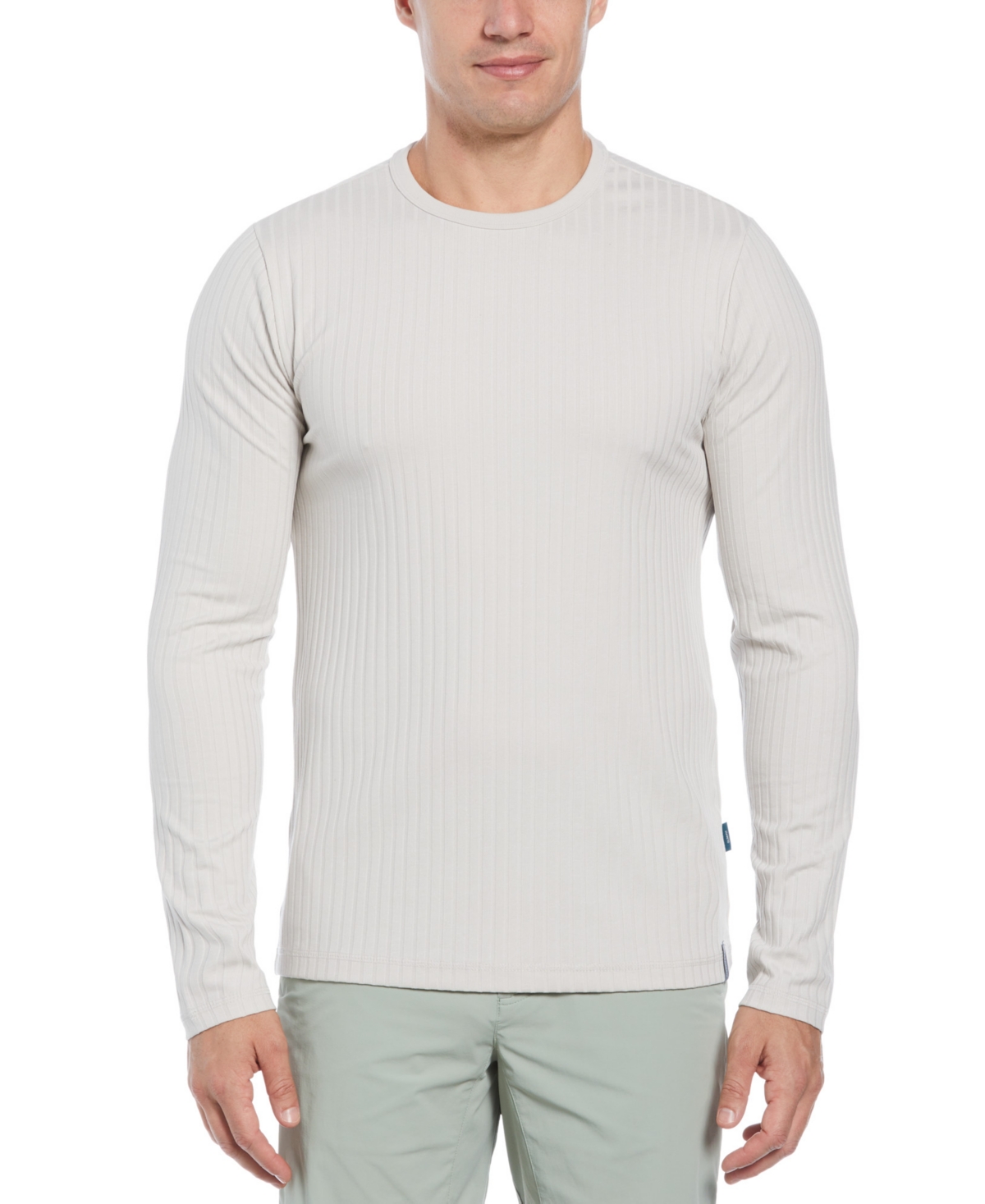 Perry Ellis Men's Regular-fit Ribbed Crewneck Shirt In Light Heather Grey