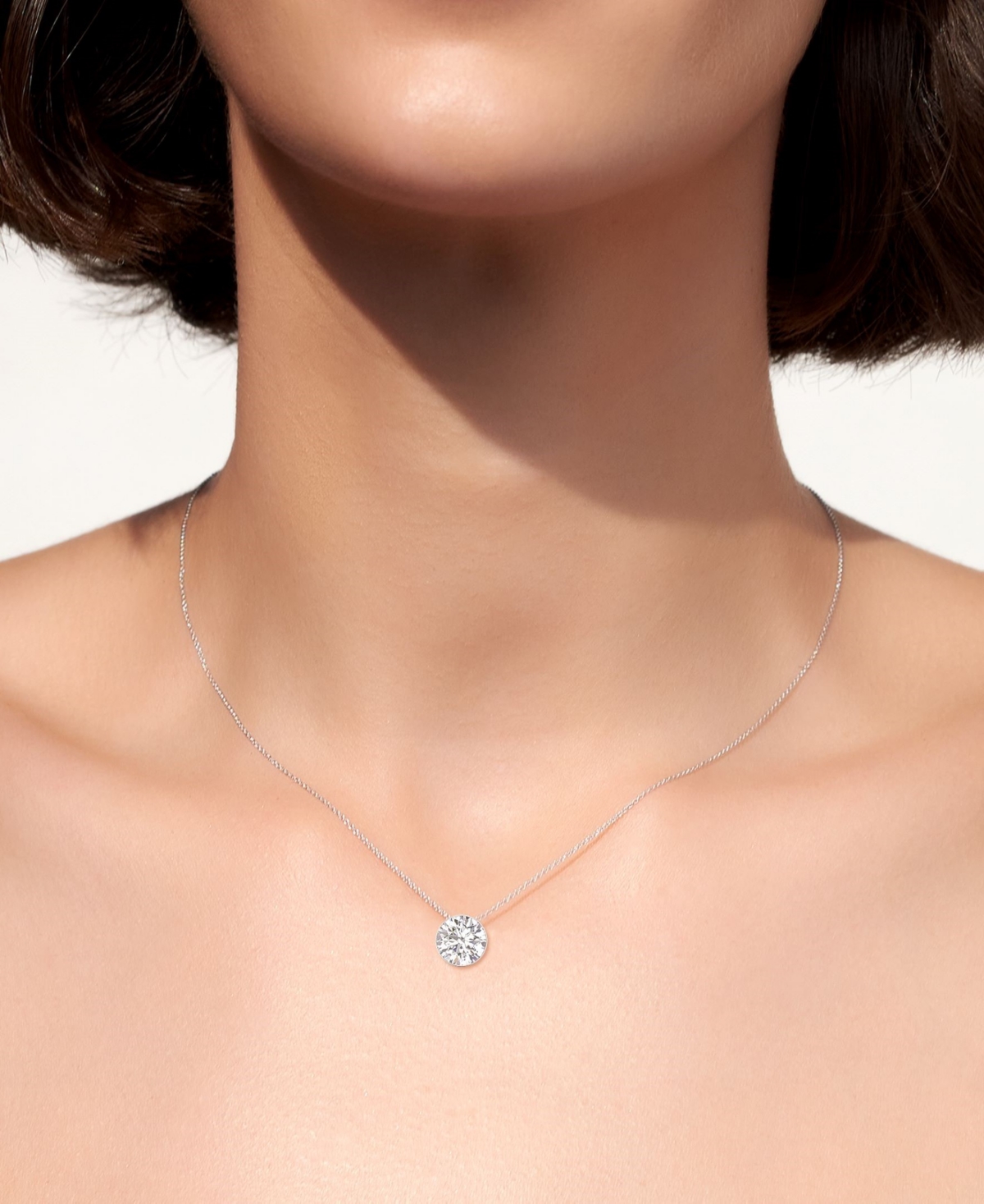 Macy s Diamond Solitaire Pendant Necklace 1 ct. t.w. in 14k White Gold 16 2 extender White Gold Smart Closet