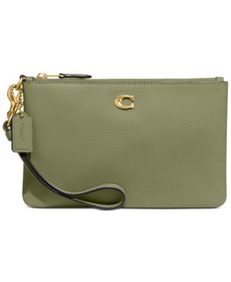 COACH Polished Pebble Leather Small Zip Top Wristlet Macy s