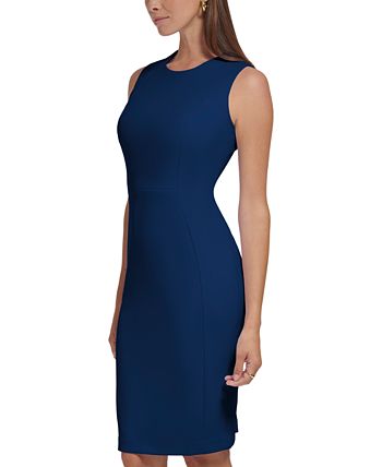 Calvin Klein Womens Sleeveless Knee Length Sheath Dress Red Size 10