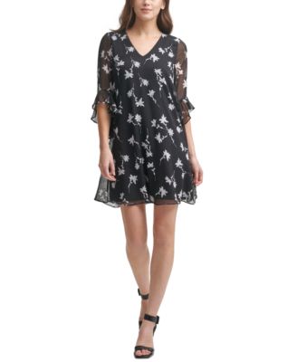 Calvin Klein - Women's 3/4-Sleeve Chiffon Dress