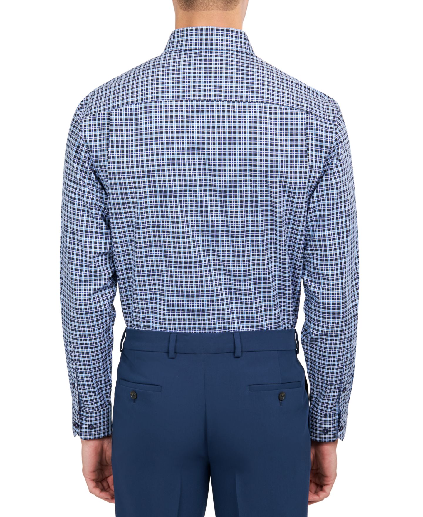 Мужская рубашка MICHELSONS OF LONDON Regular-Fit Twill Check Dress Shirt, цвет: Тёмно-синий — фото 2