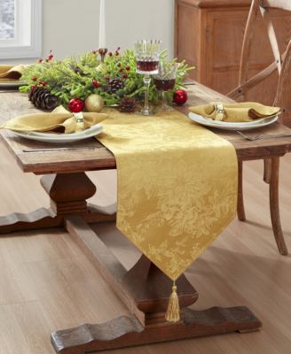 Poinsettia Elegance Jacquard Holiday Table Runner