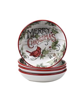 Evergreen Christmas 4 Piece Soup Bowl