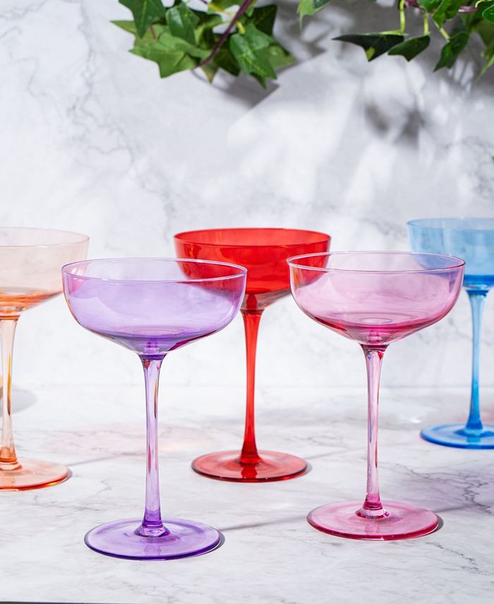The Wine Savant Colored Coupe Glasses, Set of 6 Macy's