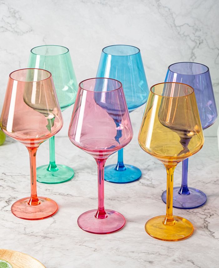 The Wine Savant Acrylic Colored European Style Crystal Stemmed Wine
