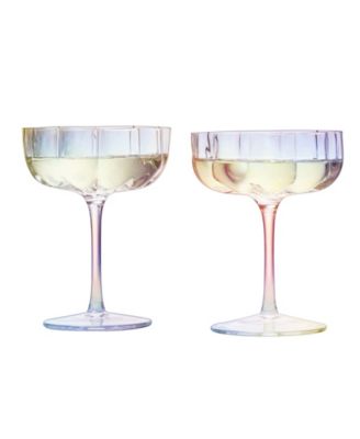 Flower Vintage Glass Coupes, Set of 2