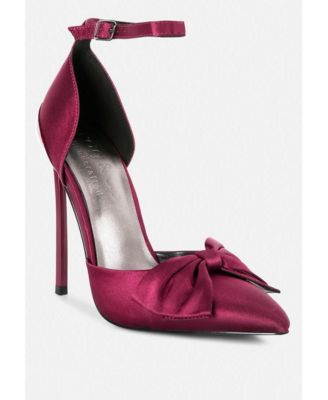 DINGLES Womens Bow Embellished Satin Stiletto Sandals