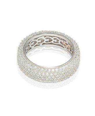 Suzy Levian Cubic Zirconia Sterling Silver Eternity Pave Ring