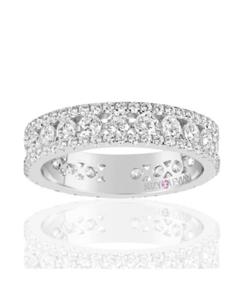 Украшения Suzy Levian New York Suzy Levian Sterling Silver Cubic Zirconia Three Row Modern Eternity Band Ring