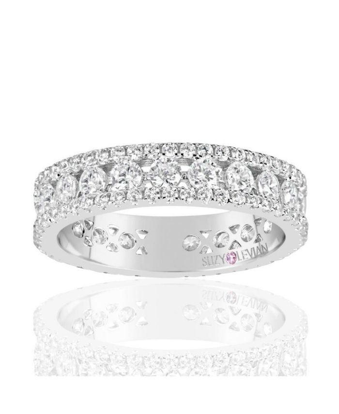 Suzy Levian New York Suzy Levian Sterling Silver Cubic Zirconia Three Row
