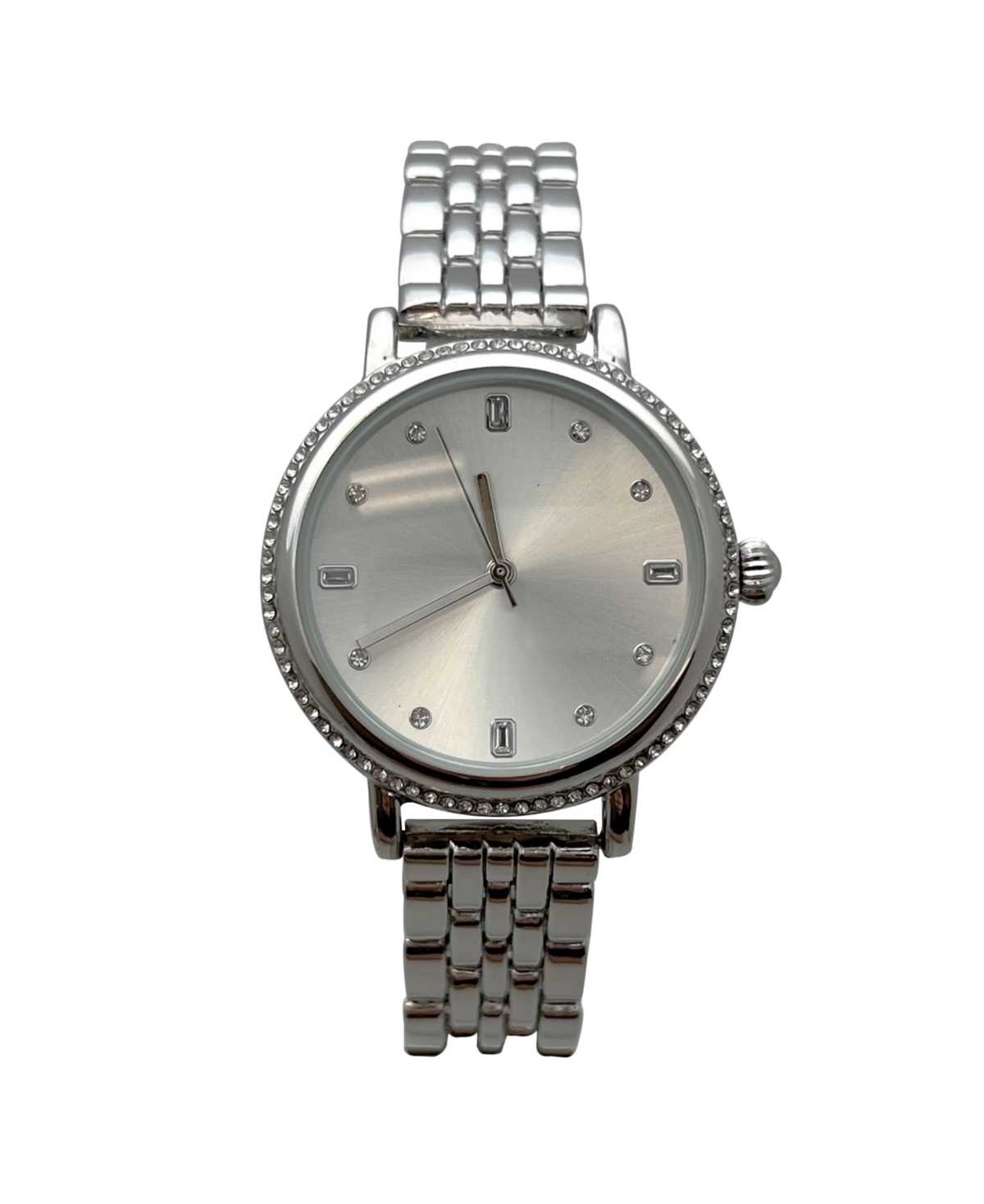 Silver Elegant Everyday Rhinestones Bezel Women Watch - Silver