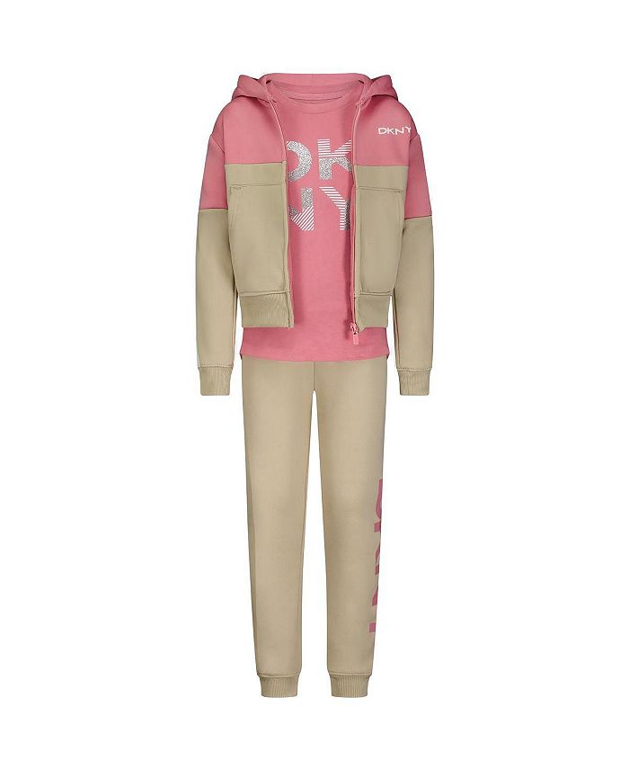  DKNY Girls' Jogger Set – 2 Piece Hoodie and Sweatpants
