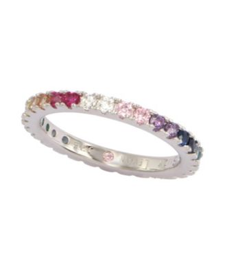 Suzy Levian Sterling Silver Thin Cubic Zirconia Eternity Band