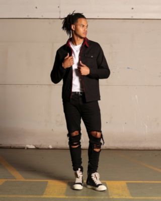 Big & Tall Tartan Faux Sherpa Denim Jacket