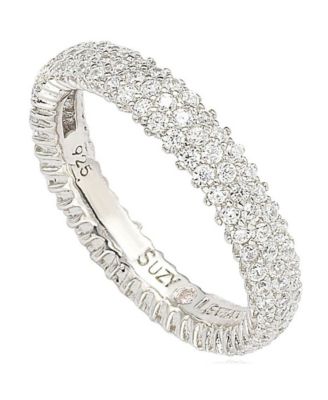 Suzy Levian Sterling Silver Micro-Pave White Cubic Zirconia Eternity Band