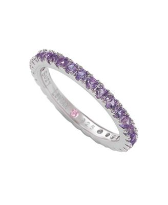 Suzy Levian Sterling Silver Thin Cubic Zirconia Eternity Band