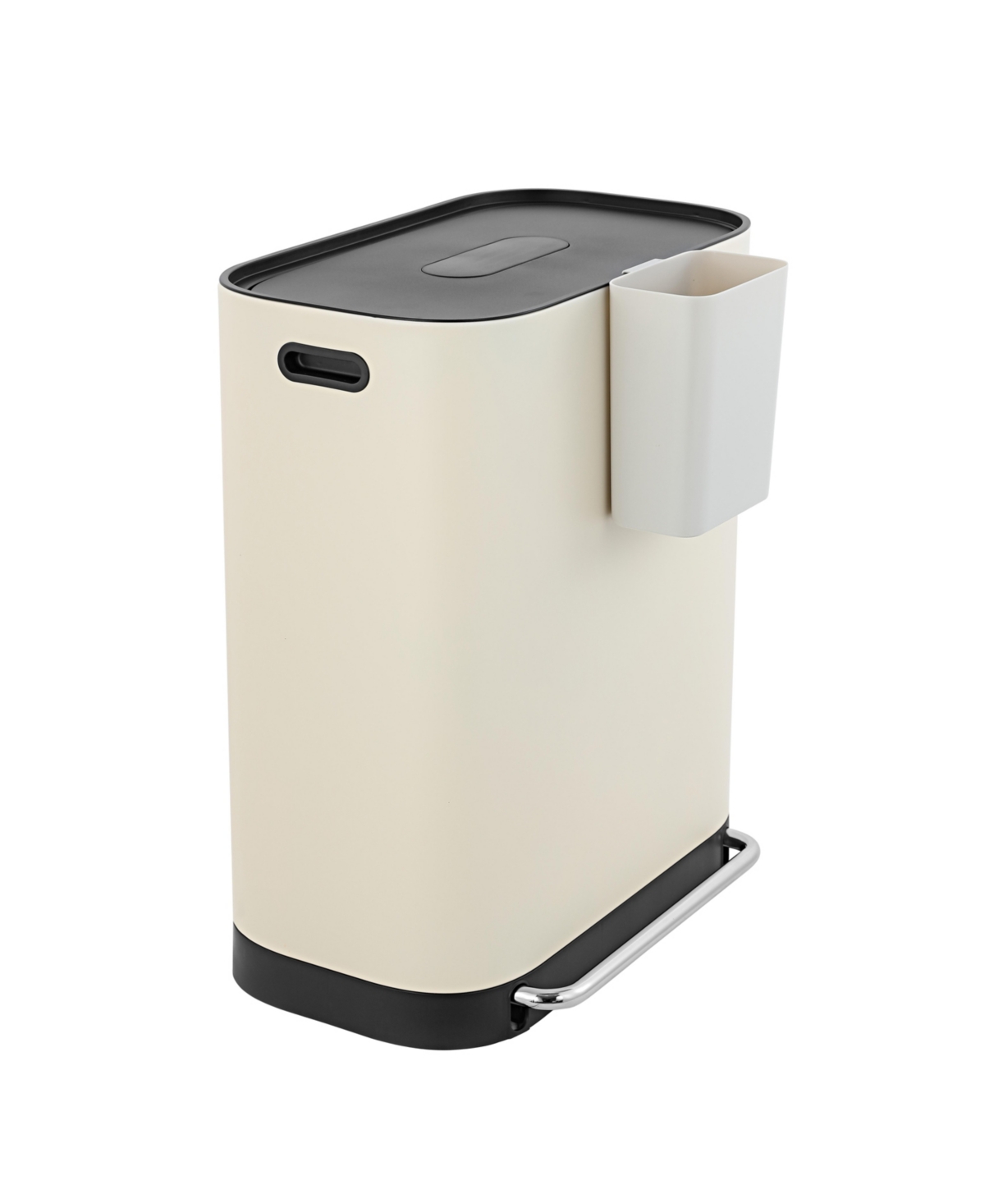 Beni Kitchen Trash/Recycling Double-Bucket Step-Open Trash Can with Liners - Almond