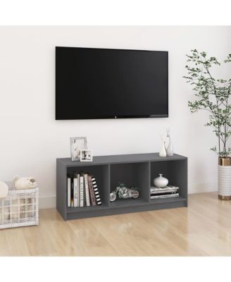 TV Stand Gray 40.9"x13"x16.1" Solid Wood Pine