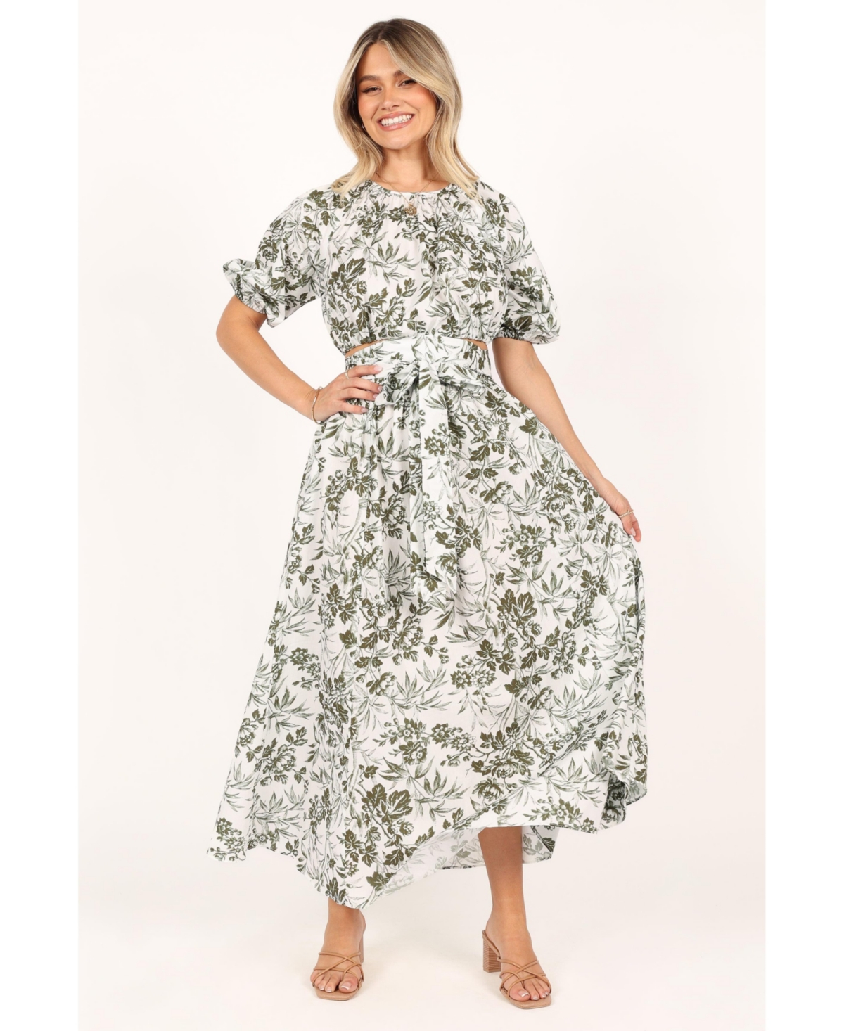 Shop Petal And Pup Women's Delilah Top And Skirt Set In Green Floral