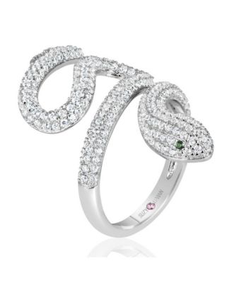 Suzy Levian Sterling Silver Cubic Zirconia Wild Snake Ring