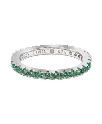 Suzy Levian Sterling Silver Thin Cubic Zirconia Eternity Band