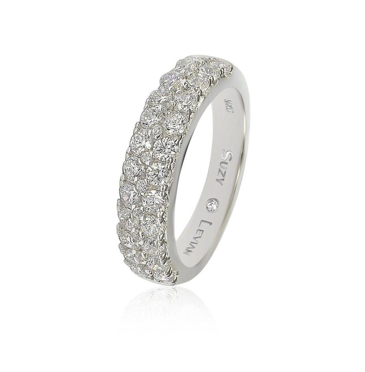 Suzy Levian New York Suzy LevianCubic Zirconia in Sterling Silver Pave Half Eternity Ring - White