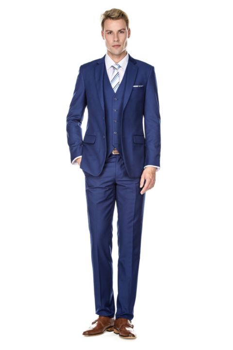 Мужские комплекты Braveman 3-Piece Premium Vested 3-Piece Slim Fit Suit, цвет: Синий