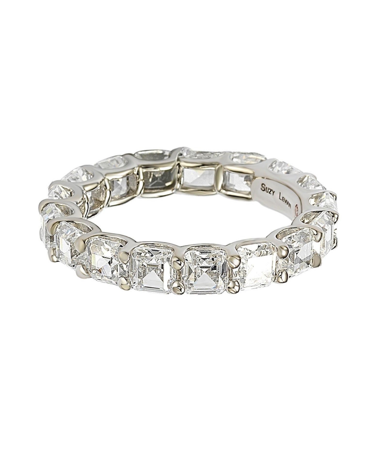 Suzy Levian New York Suzy Levian Sterling Silver Cubic Zirconia Asscher Cut Eternity Band Ring