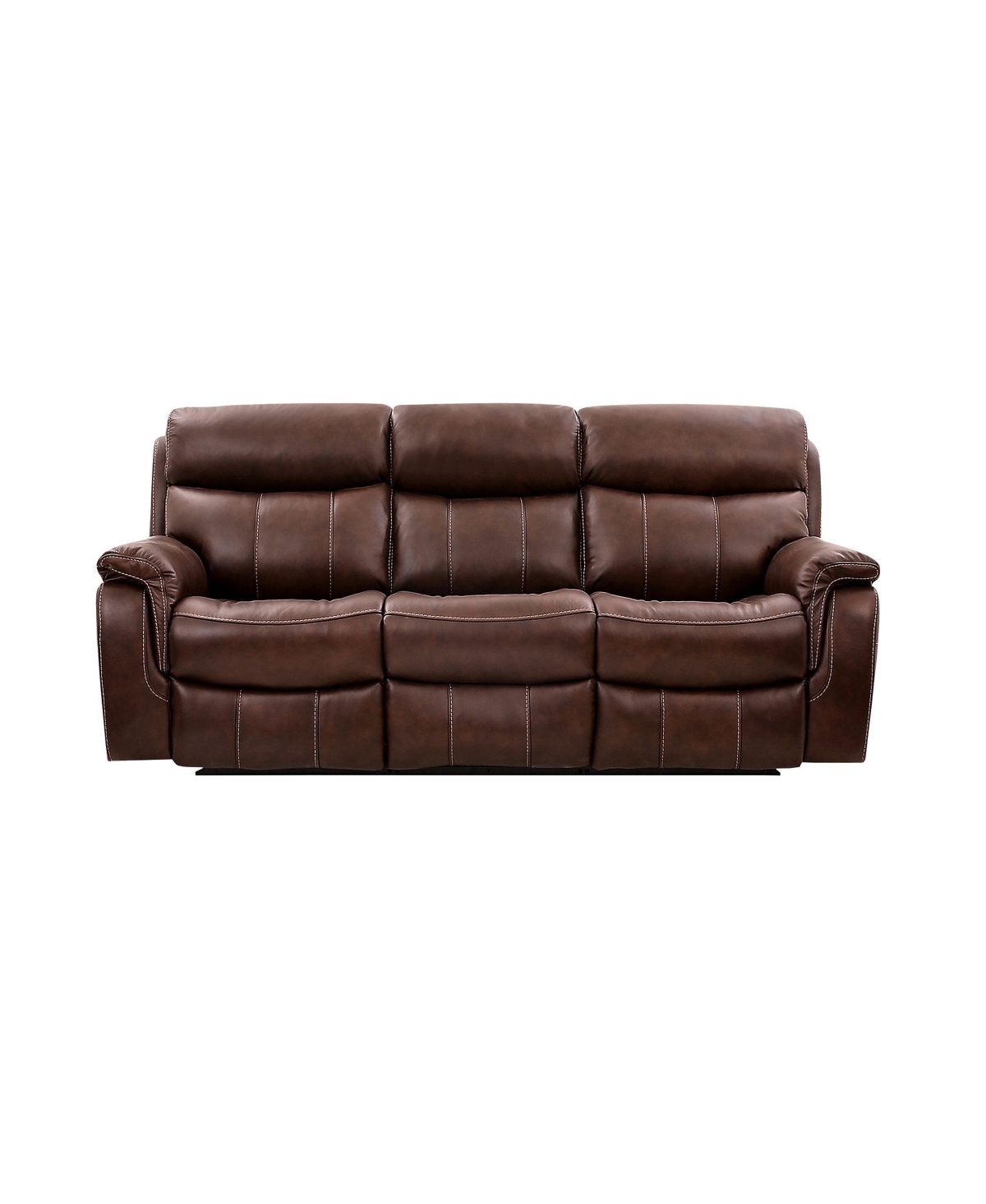 Armen Living Montague 86" Genuine Leather In Dual Power Headrest And Lumbar Support Reclining Sofa In Brown