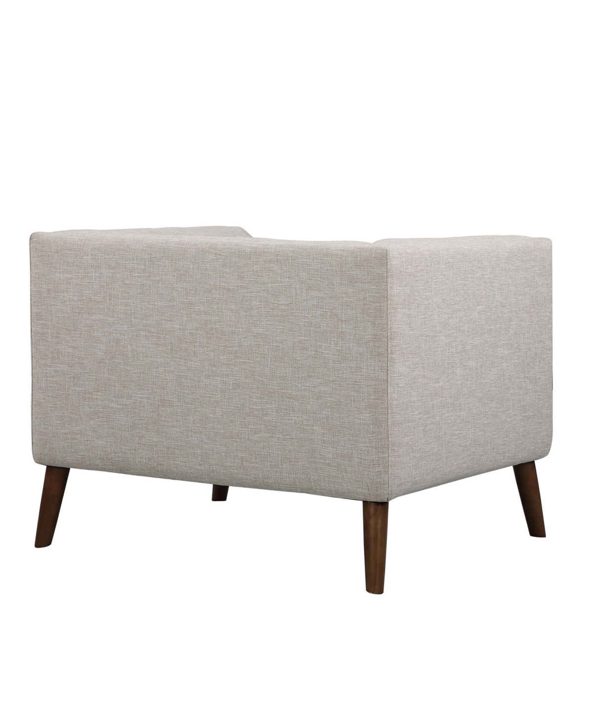 Armen Living Hudson 39" Linen And Walnut Legs In Mid-century Button-tufted Chair In Beige