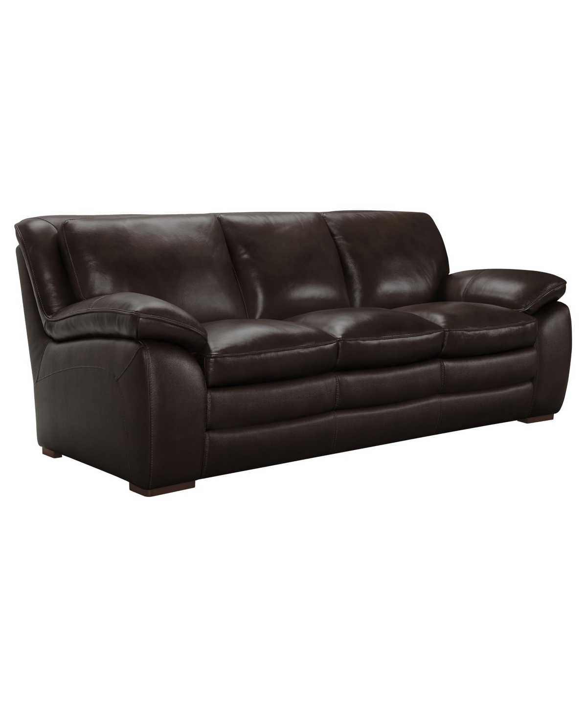 Shop Armen Living Zanna 91" Genuine Leather With Wood Legs In Contemporary Sofa In Dark Brown