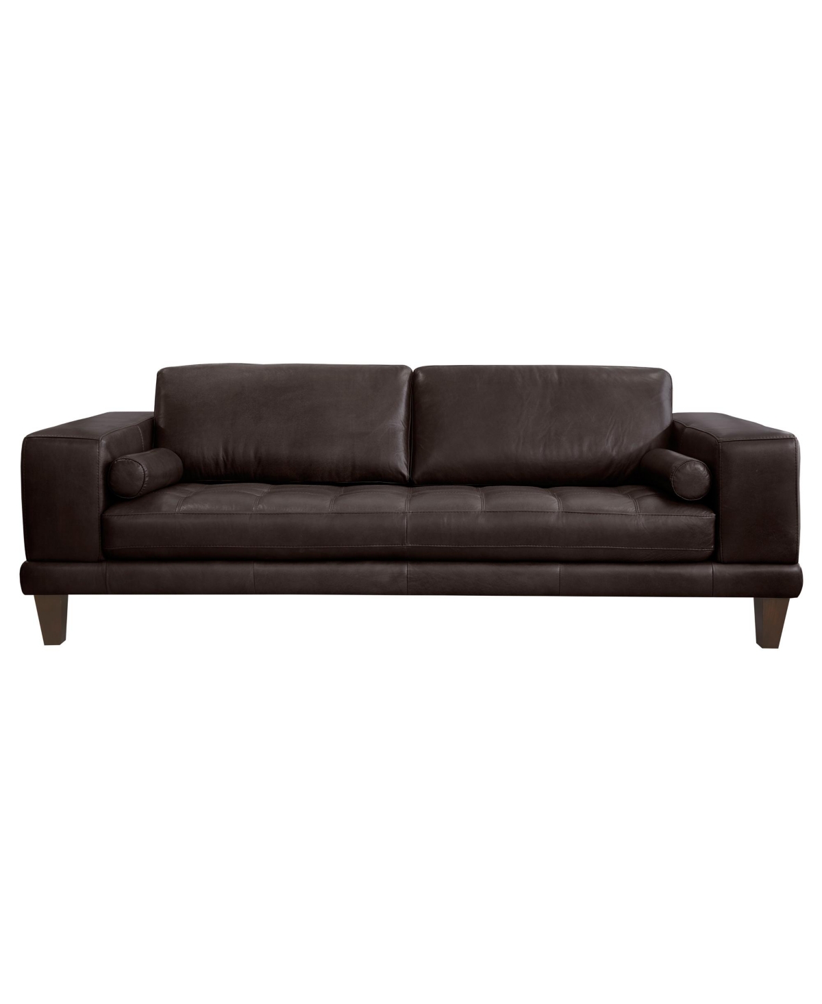 Armen Living Wynne 94" Genuine Leather With Wood Legs In Contemporary Sofa In Espresso