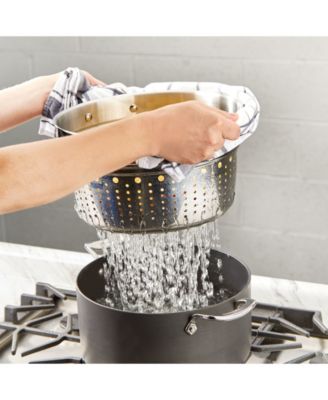 Essentials Hard Anodized Nonstick Cookware, Stockpot with Multi-Purpose Insert and Lid