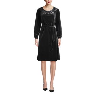 Lands' End Women's Velvet Peasant Knee Length Dress - Macy's