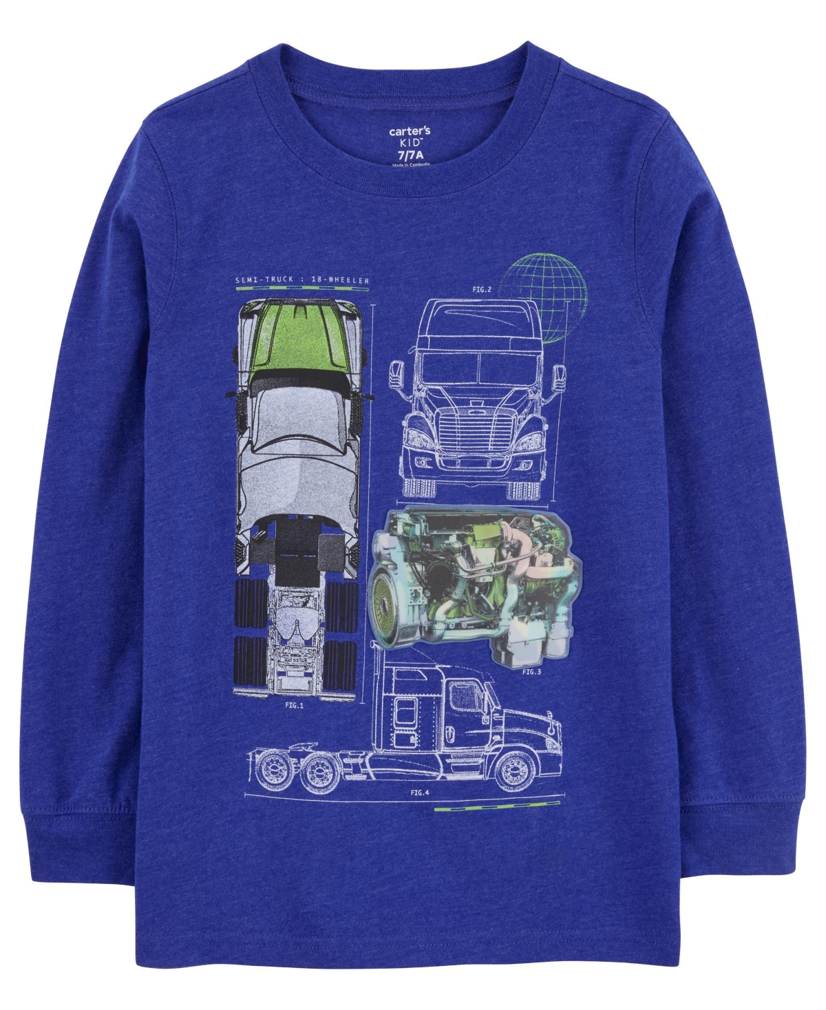 Carter's Kids' Little Boys Action Racing Jersey T-shirt In Blue