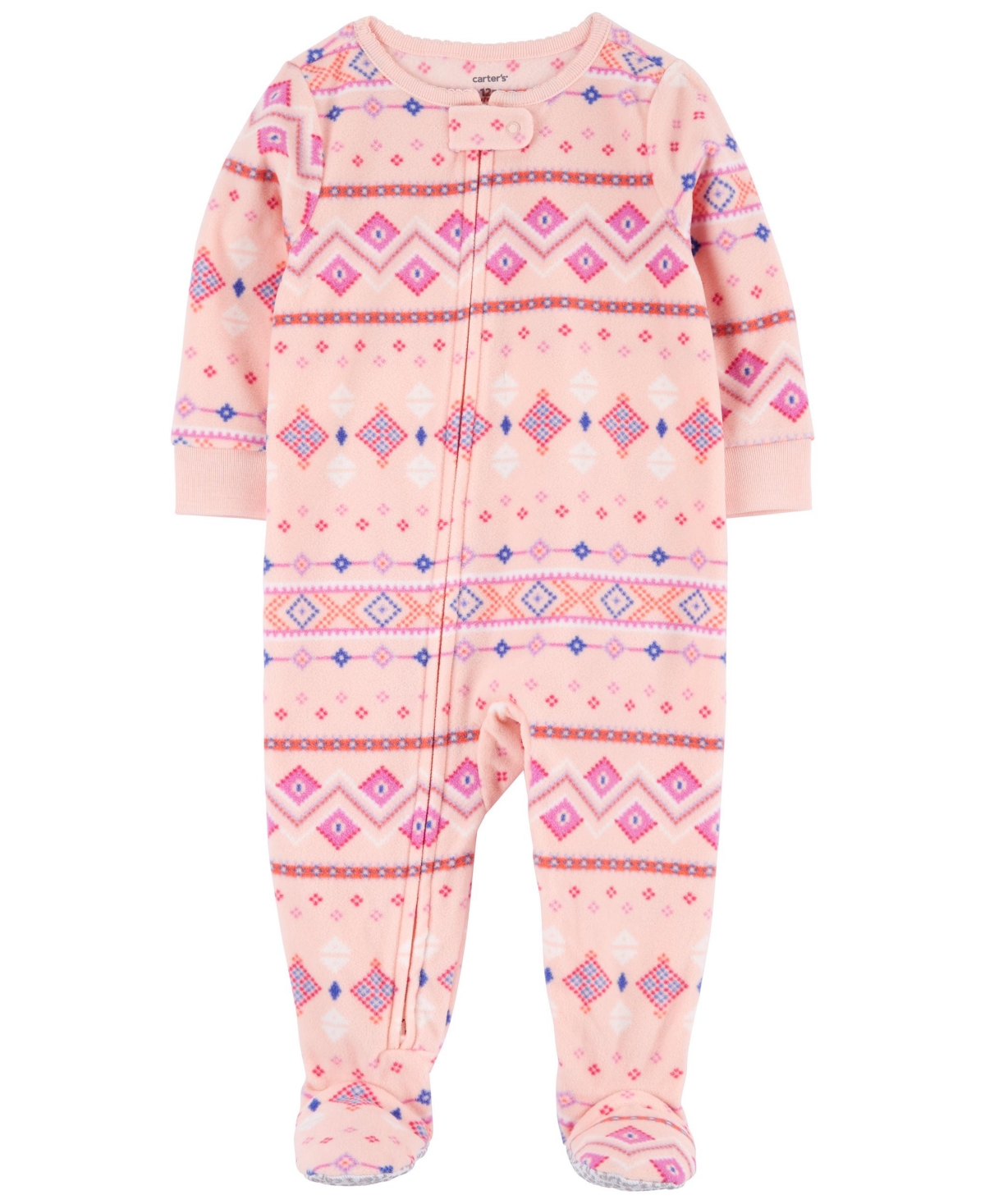 CARTER'S BABY GIRLS FLEECE FAIR ISLE ONE PIECE PAJAMAS